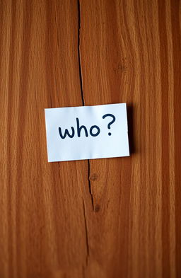 A close-up view of a rustic wooden background with a small, slightly crumpled note placed on it