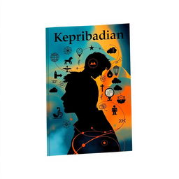 A captivating book cover illustration depicting a silhouette of a pensive figure surrounded by various symbols representing different personality traits such as creativity, leadership, empathy, and intellect