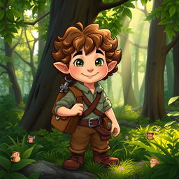 Chilchuck, a cheerful halfling, exploring a lively and mystical forest