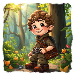 Chilchuck, a cheerful halfling, exploring a lively and mystical forest