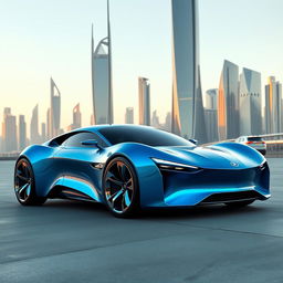 A sleek, futuristic car design with smooth curves and an aerodynamic shape