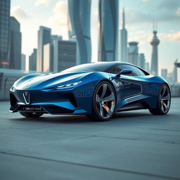 A sleek, futuristic car design with smooth curves and an aerodynamic shape