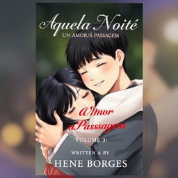 A realistic book cover illustrating a young adult with black hair embracing a Korean girl