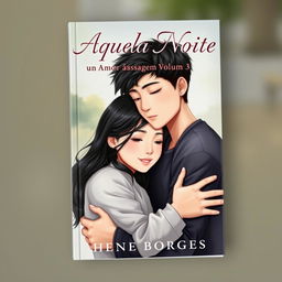 A realistic book cover illustrating a young adult with black hair embracing a Korean girl