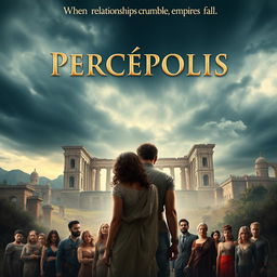 Movie poster for 'PERCÉPOLIS', a dramatic film about fragile relationships leading to the fall of the great empire of Perces