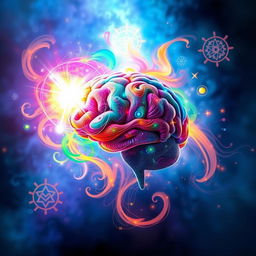 A conceptual representation of the human mind's power, featuring vibrant and swirling colors symbolizing creativity and intelligence