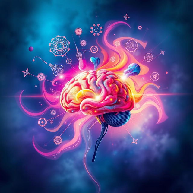 A conceptual representation of the human mind's power, featuring vibrant and swirling colors symbolizing creativity and intelligence