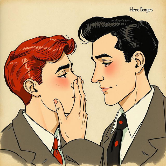 Two 1950s men, one with red hair and the other with black hair