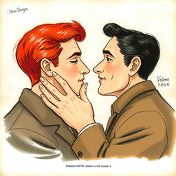 Two 1950s men, one with red hair and the other with black hair