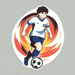 Logo featuring the character Captain Tsubasa dynamically dribbling a football, surrounded by fiery effects