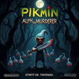 A horror-themed Nintendo movie poster titled 'Pikmin: Alph the Murderer'