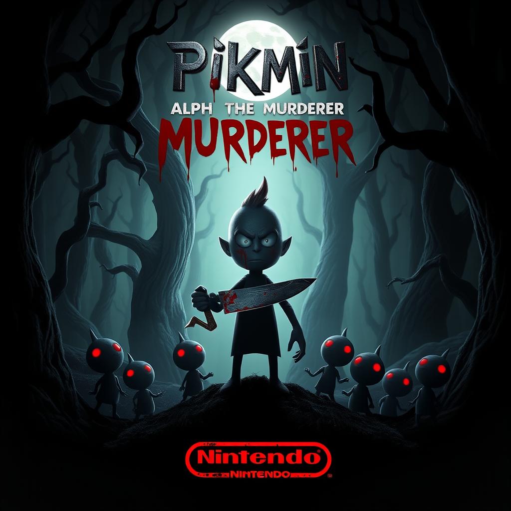 A horror-themed Nintendo movie poster titled 'Pikmin: Alph the Murderer'