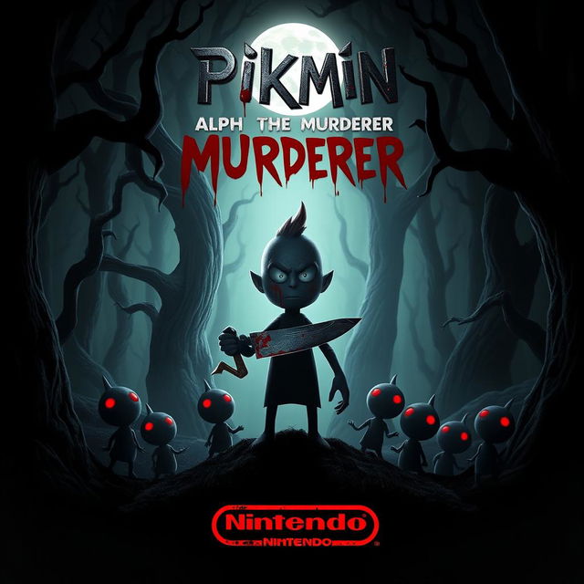 A horror-themed Nintendo movie poster titled 'Pikmin: Alph the Murderer'