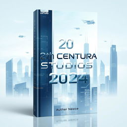 Futuristic and minimalist book cover design for "20th Centura Studios 2024