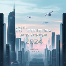 Futuristic and minimalist book cover design for "20th Centura Studios 2024