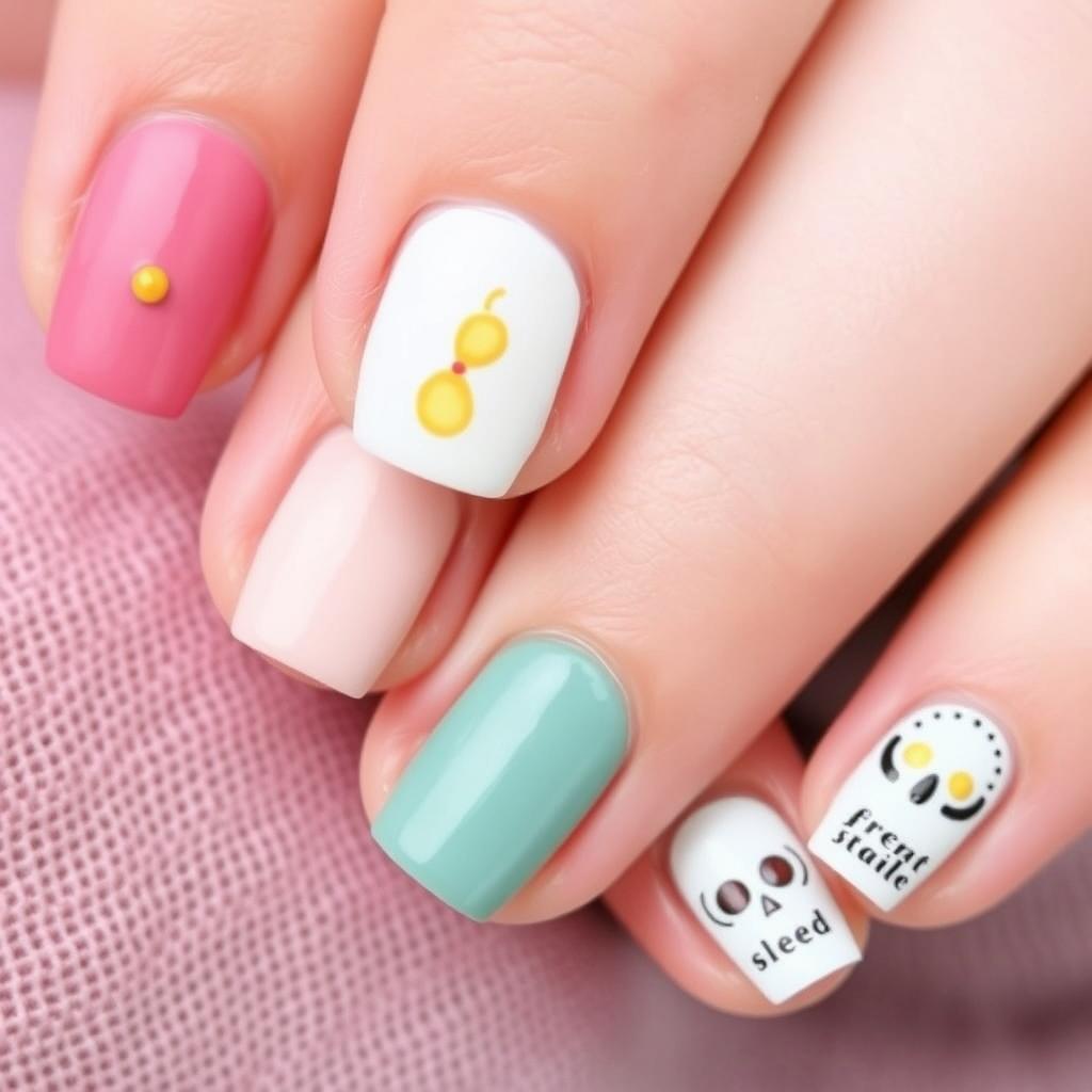 A minimalistic Día de Muertos-inspired nail art set that emphasizes simplicity while capturing the essence of the tradition