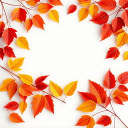 A realistic wallpaper design featuring vibrant autumn leaves arranged around the edges, creating a natural border