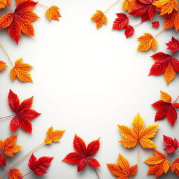 A realistic wallpaper design featuring vibrant autumn leaves arranged around the edges, creating a natural border