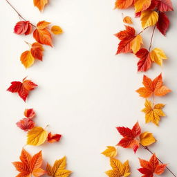 A realistic wallpaper design featuring vibrant autumn leaves arranged around the edges, creating a natural border