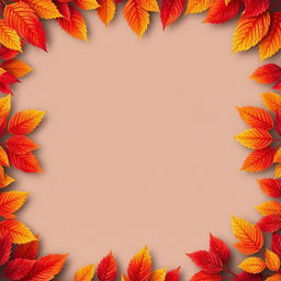 A realistic wallpaper design featuring vibrant autumn leaves arranged around the edges, creating a natural border