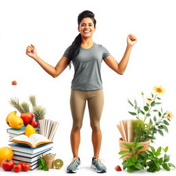 A full-page image featuring a confident and determined person who has transformed their life by adopting healthier habits