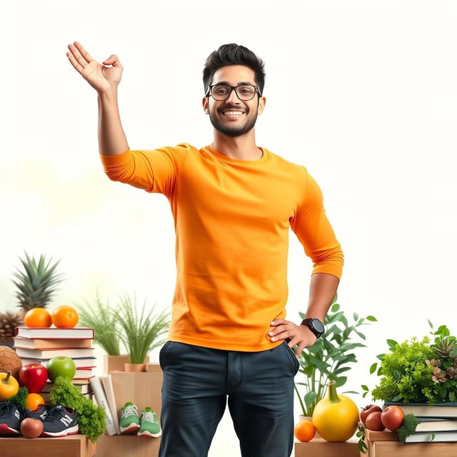 A full-page image featuring a confident and determined person who has transformed their life by adopting healthier habits