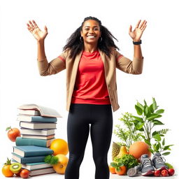 A full-page image featuring a confident and determined person who has transformed their life by adopting healthier habits