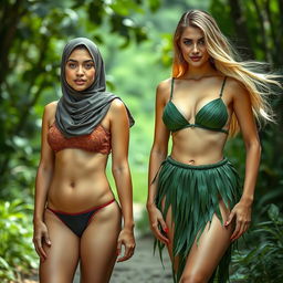 A beautiful scene with two women in a natural setting