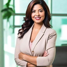 A professional portrait of a woman named Karen Torres, with medium-length hair, confident expression, and wearing a business-casual outfit.