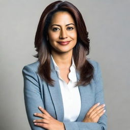 A professional portrait of a woman named Karen Torres, with medium-length hair, confident expression, and wearing a business-casual outfit.