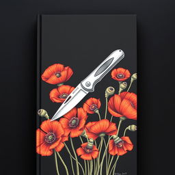 A book cover featuring a drawing of a single pocket knife set against a dark background