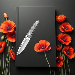 A book cover featuring a drawing of a single pocket knife set against a dark background