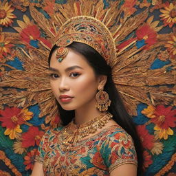 A beautiful representation of traditional Philippine art, filled with intricate patterns and vibrant colors, showcasing local Filipino cultural elements.