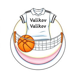 A detailed drawing of a round cake with a playful design, featuring a white football shirt prominently displayed on top