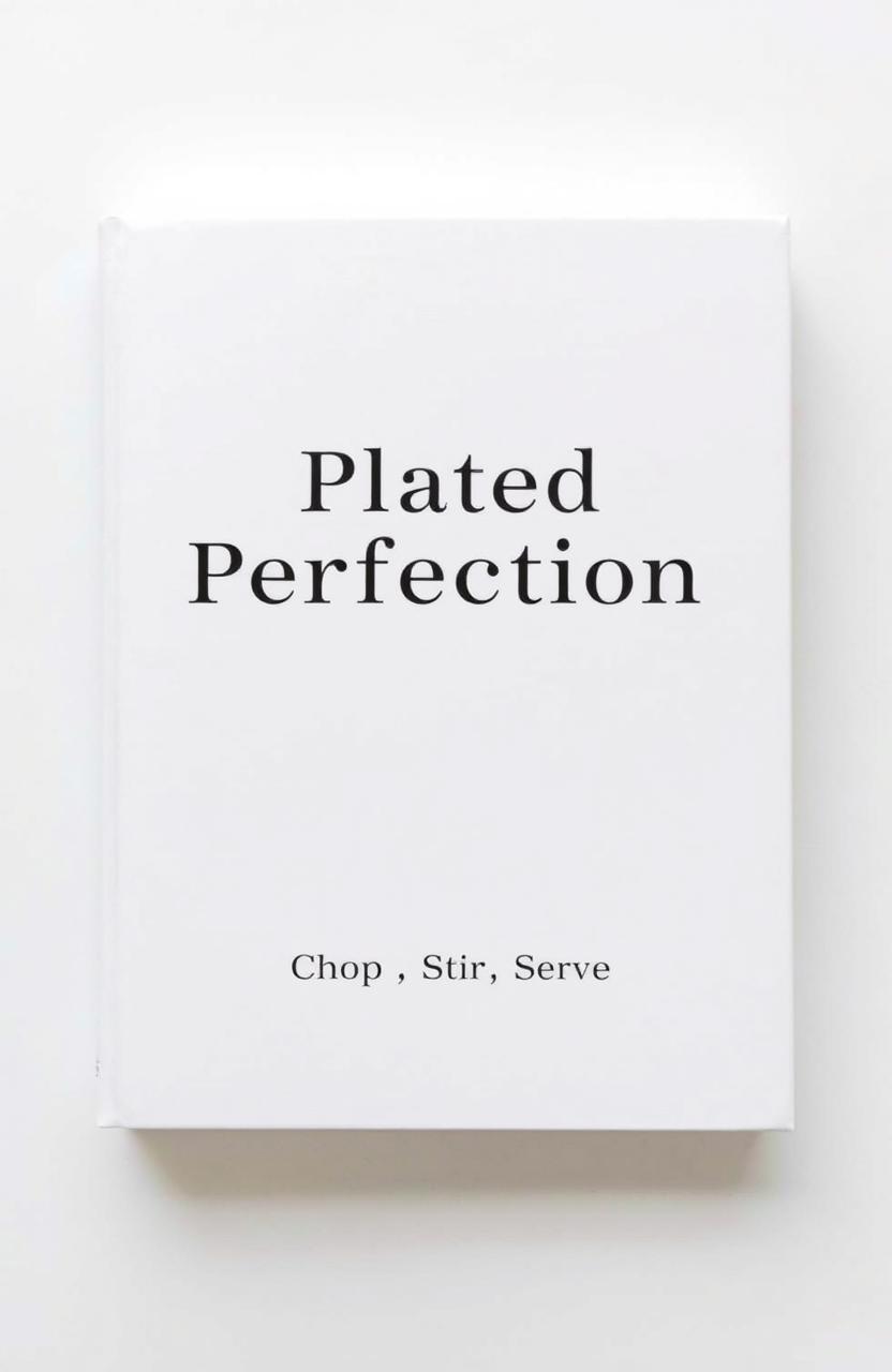 A plain white book cover featuring the title "Plated Perfection" in bold black font, centered