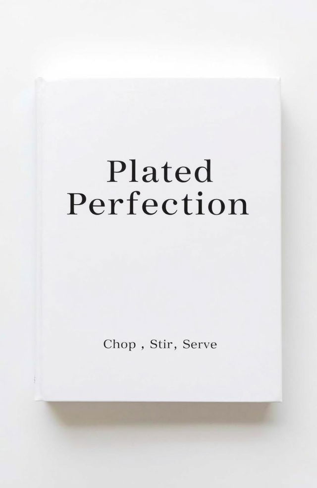 A plain white book cover featuring the title "Plated Perfection" in bold black font, centered