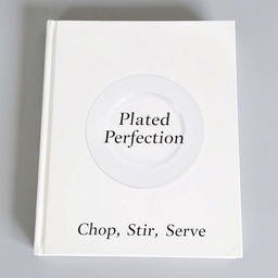 A plain white book cover featuring a white plate at the center