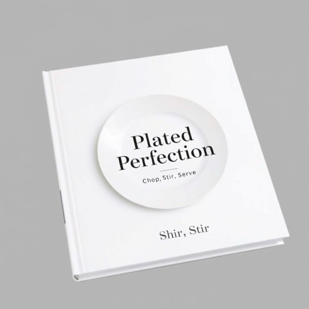 A plain white book cover featuring a white plate at the center