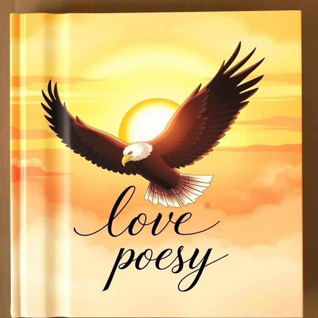 A beautifully illustrated book cover featuring the majestic silhouette of an eagle soaring high against a radiant sun setting on the horizon