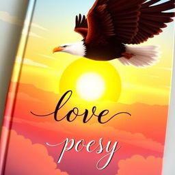 A beautifully illustrated book cover featuring the majestic silhouette of an eagle soaring high against a radiant sun setting on the horizon