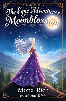 A captivating book cover for 'The Epic Adventures of Princess Moonblossom' by Mona Rich