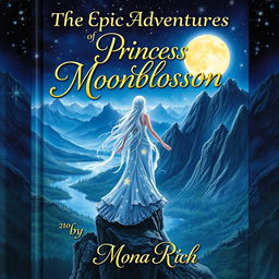 A captivating book cover for 'The Epic Adventures of Princess Moonblossom' by Mona Rich