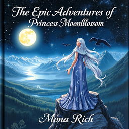 A captivating book cover for 'The Epic Adventures of Princess Moonblossom' by Mona Rich