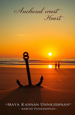 A stunning sunset beach scene with the sun setting over the ocean, casting a warm orange glow across the sky and water