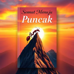 Cover design for an inspirational story titled 'Semut Menuju Puncak'