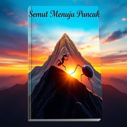 Cover design for an inspirational story titled 'Semut Menuju Puncak'