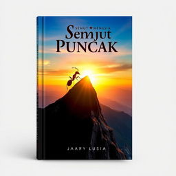 Cover design for an inspirational story titled 'Semut Menuju Puncak'