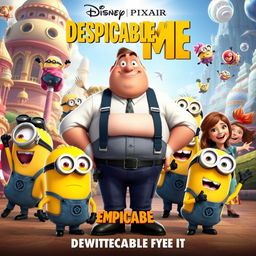 A vibrant and detailed depiction of a Disney Pixar animated movie poster for 'Despicable Me 5'