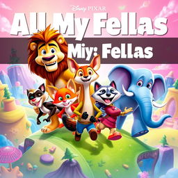 An imaginative and colorful Disney Pixar animated movie poster for 'All All My Fellas Oh Oh All My Fellas'