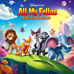 An imaginative and colorful Disney Pixar animated movie poster for 'All All My Fellas Oh Oh All My Fellas'